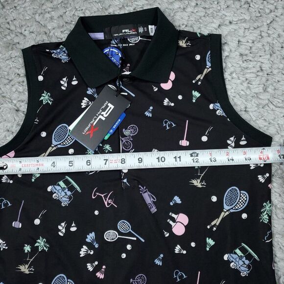 Ralph Lauren RLX Pickleball Sleeveless Polo Shirt Top Tailored Fit Black Size XS - Picture 9 of 9